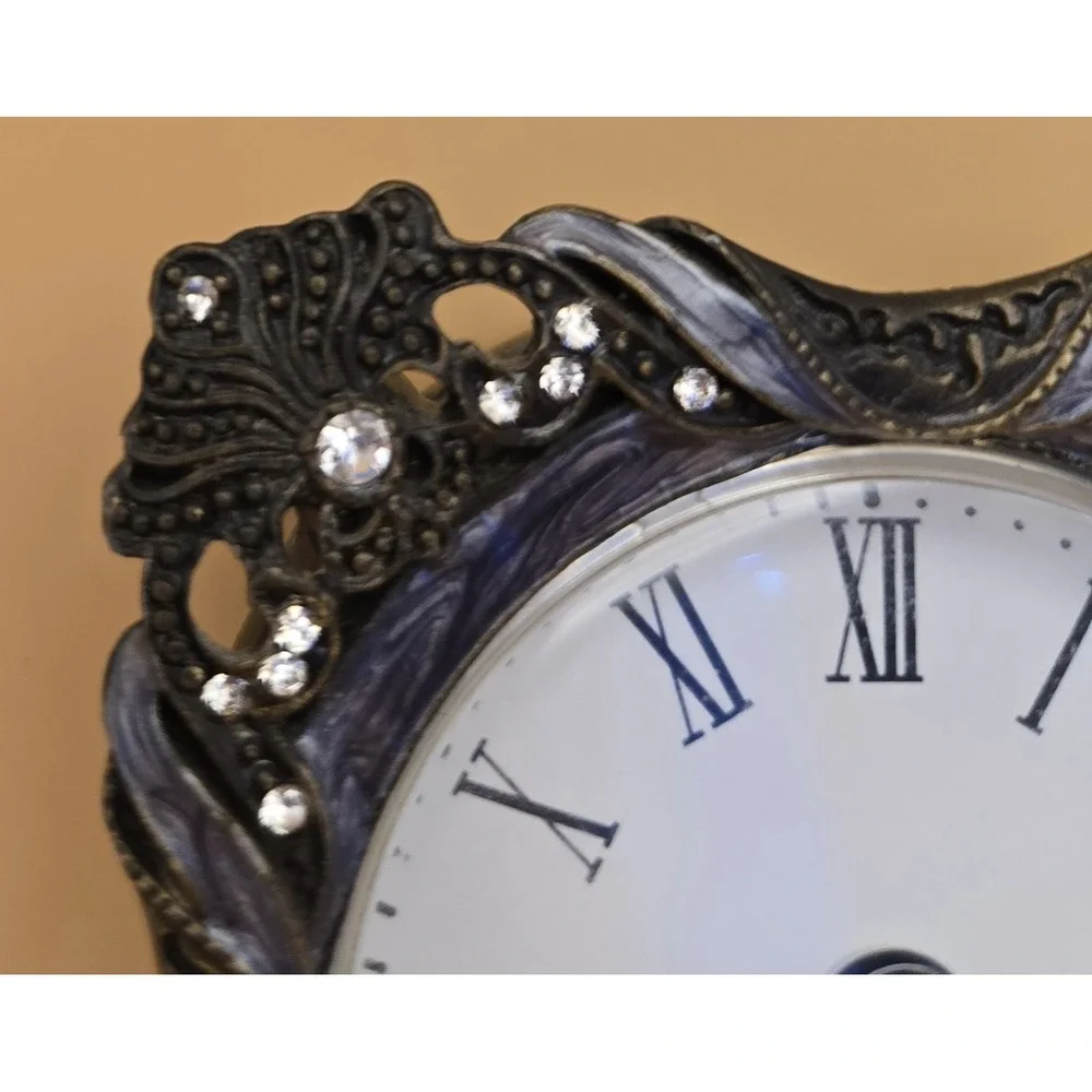 Vintage Desk Clock, Metal, Quartz 19oo